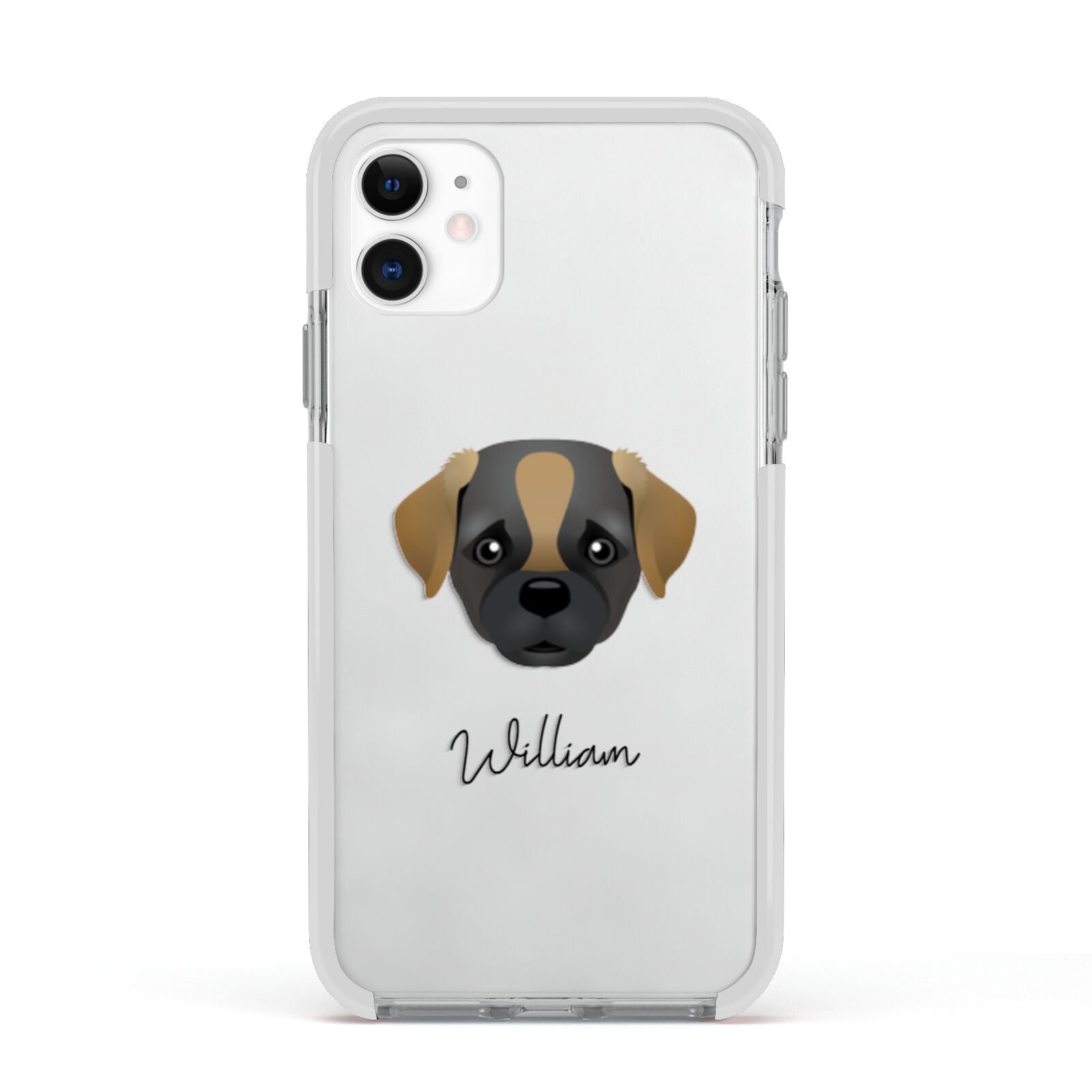 Pugapoo Personalised Apple iPhone 11 in White with White Impact Case