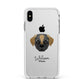 Pugapoo Personalised Apple iPhone Xs Max Impact Case White Edge on Silver Phone