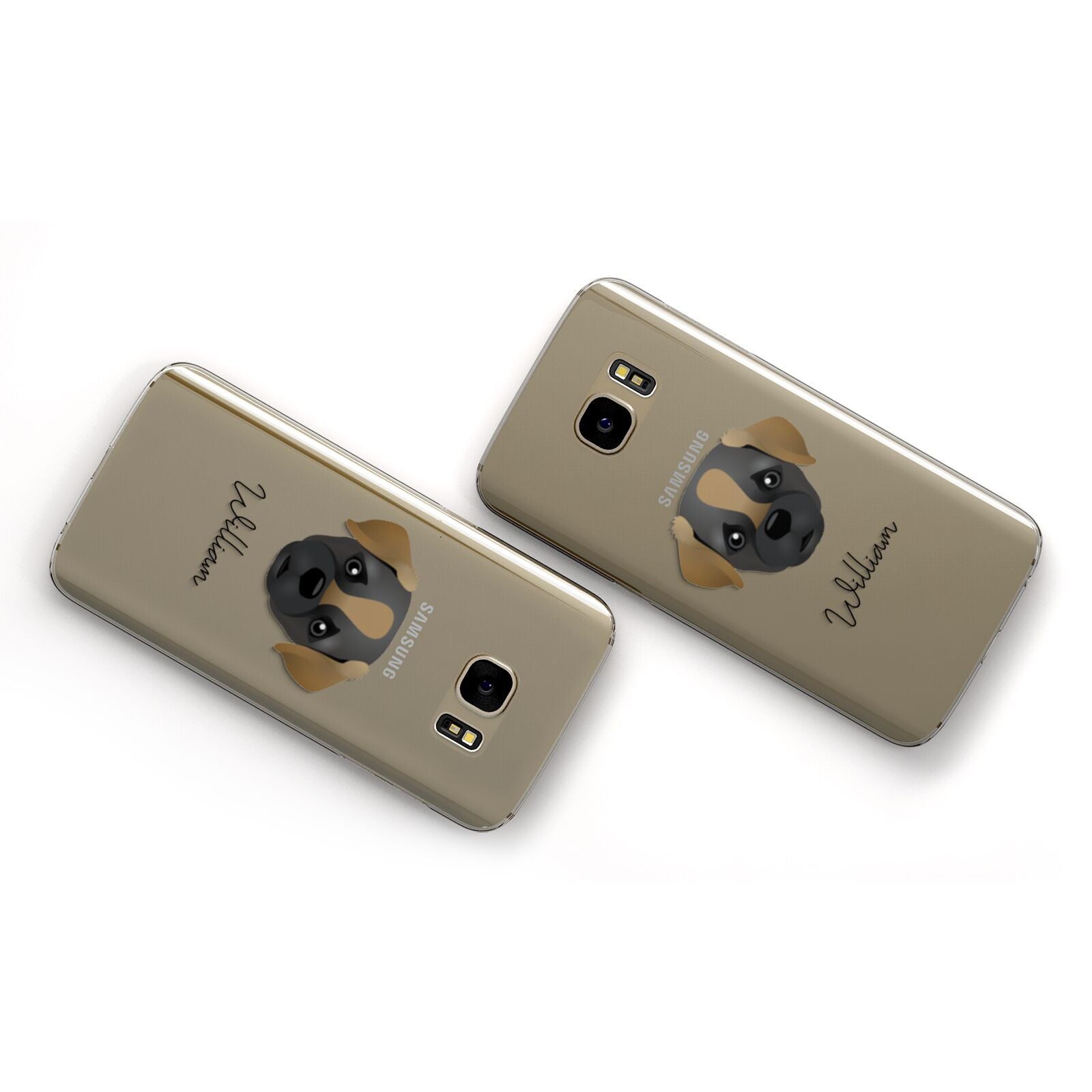 Pugapoo Personalised Samsung Galaxy Case Flat Overview