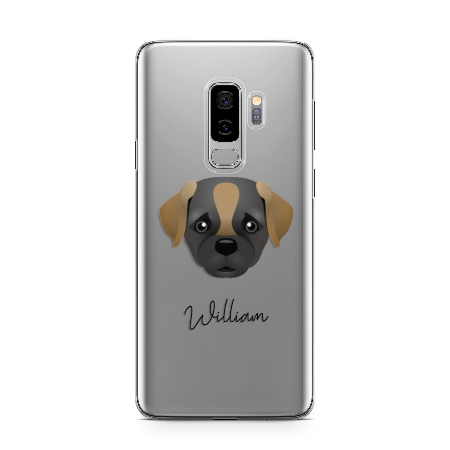 Pugapoo Personalised Samsung Galaxy S9 Plus Case on Silver phone