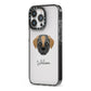 Pugapoo Personalised iPhone 13 Pro Black Impact Case Side Angle on Silver phone