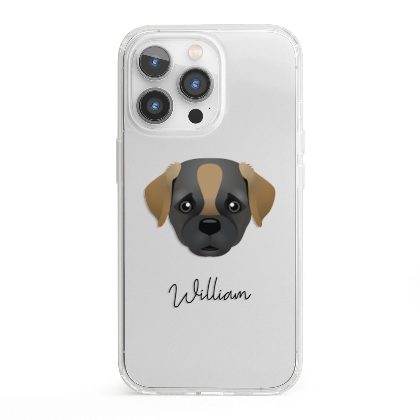 Pugapoo Personalised iPhone 13 Pro Clear Bumper Case