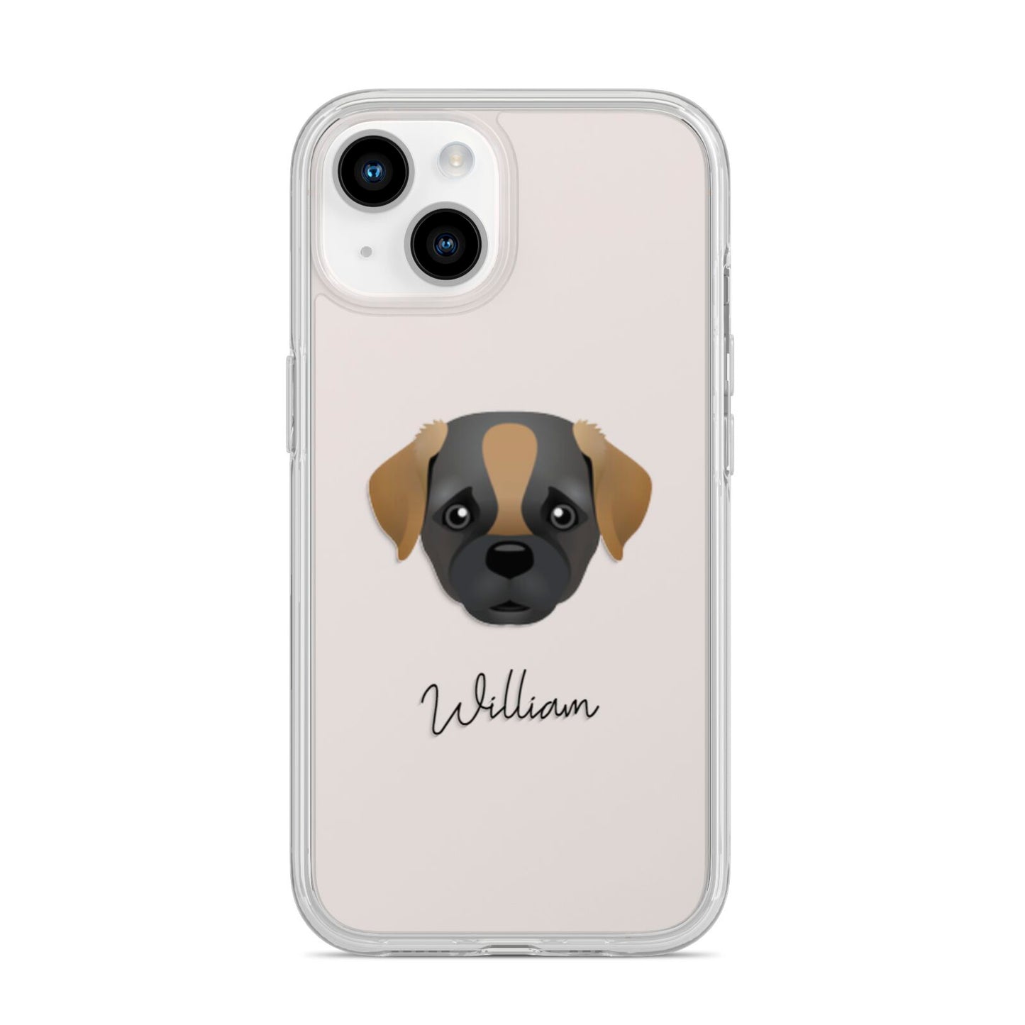 Pugapoo Personalised iPhone 14 Clear Tough Case Starlight