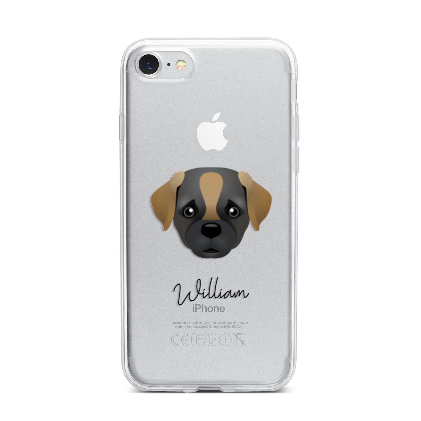 Pugapoo Personalised iPhone 7 Bumper Case on Silver iPhone