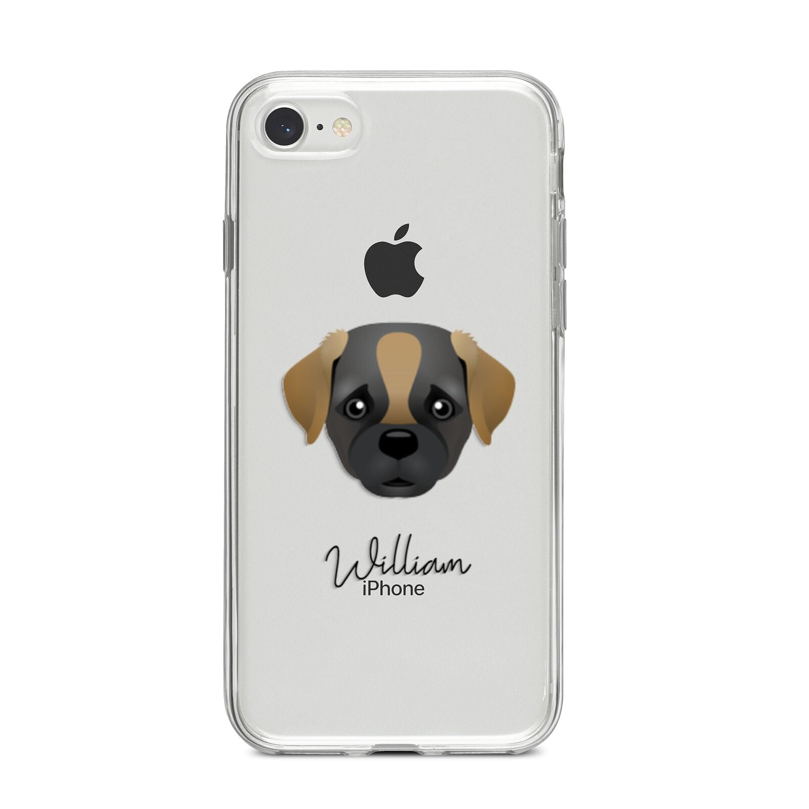 Pugapoo Personalised iPhone 8 Bumper Case on Silver iPhone