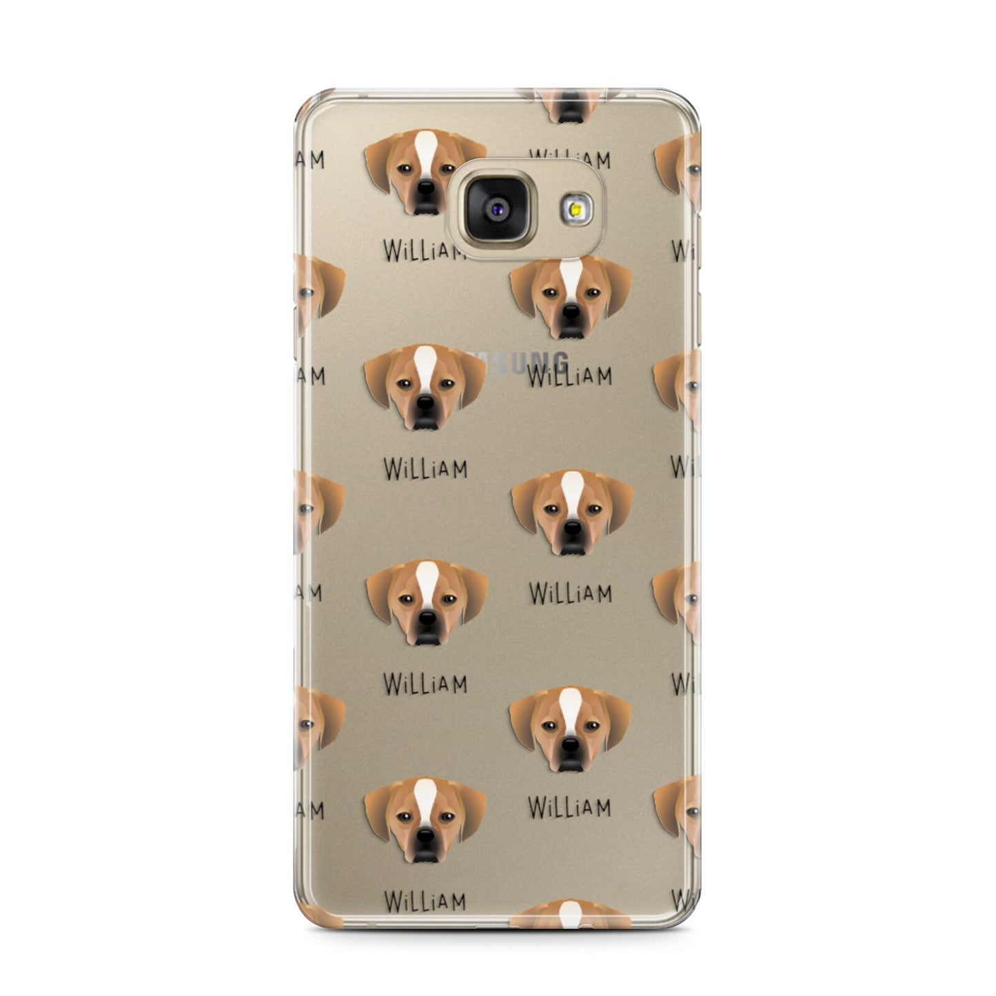 Puggle Icon with Name Samsung Galaxy A7 2016 Case on gold phone
