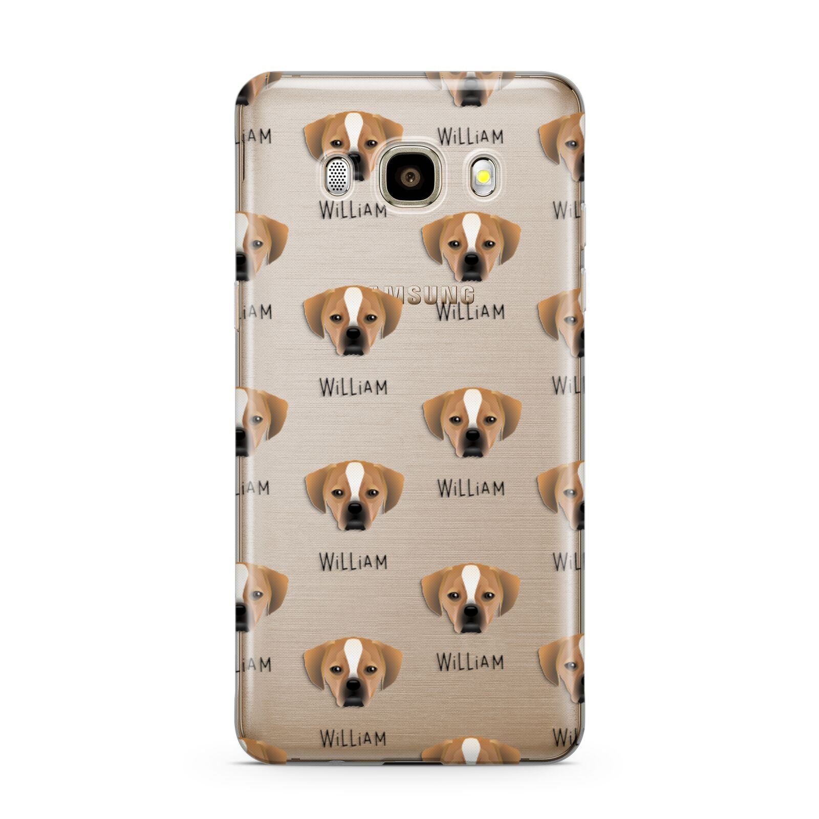 Puggle Icon with Name Samsung Galaxy J7 2016 Case on gold phone