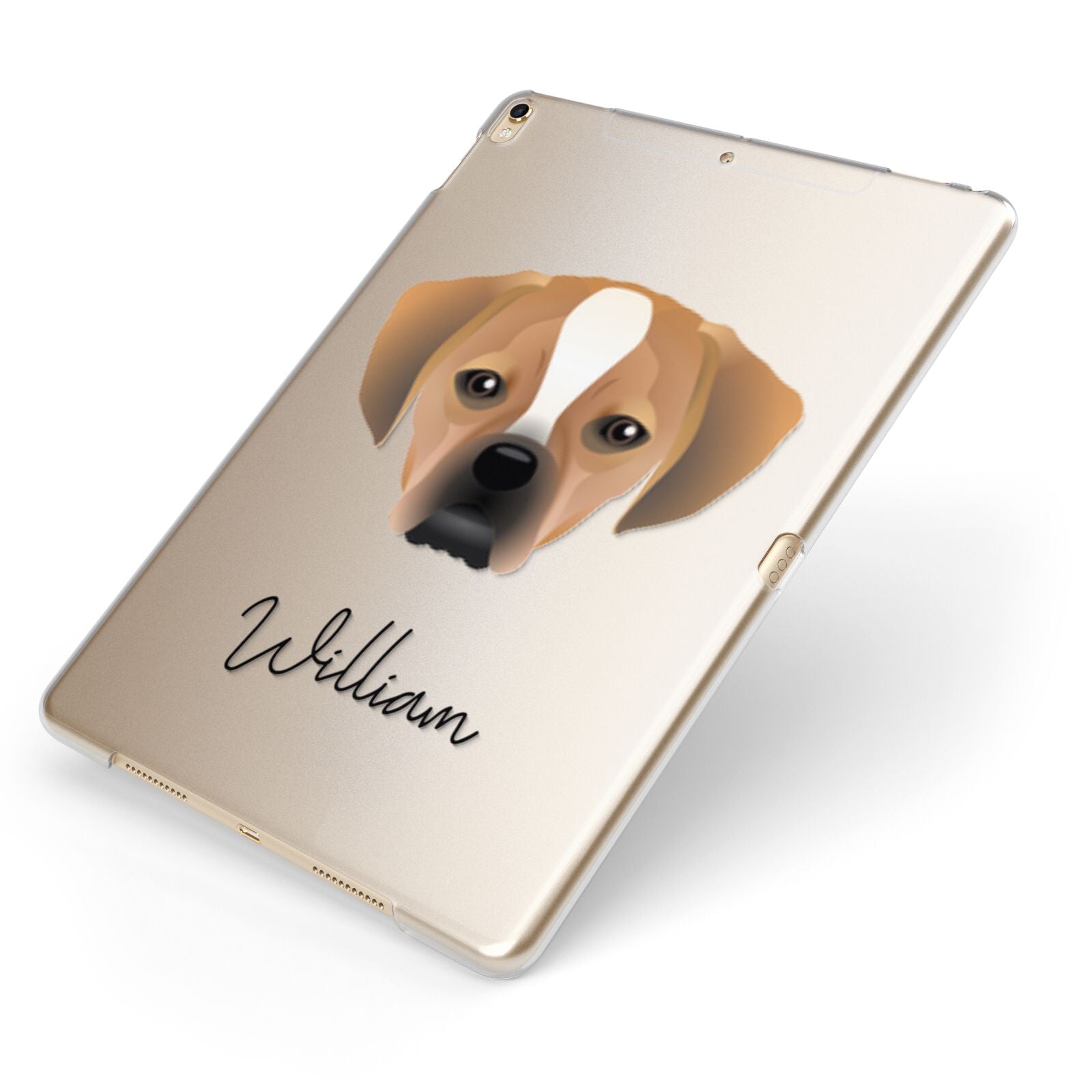 Puggle Personalised Apple iPad Case on Gold iPad Side View