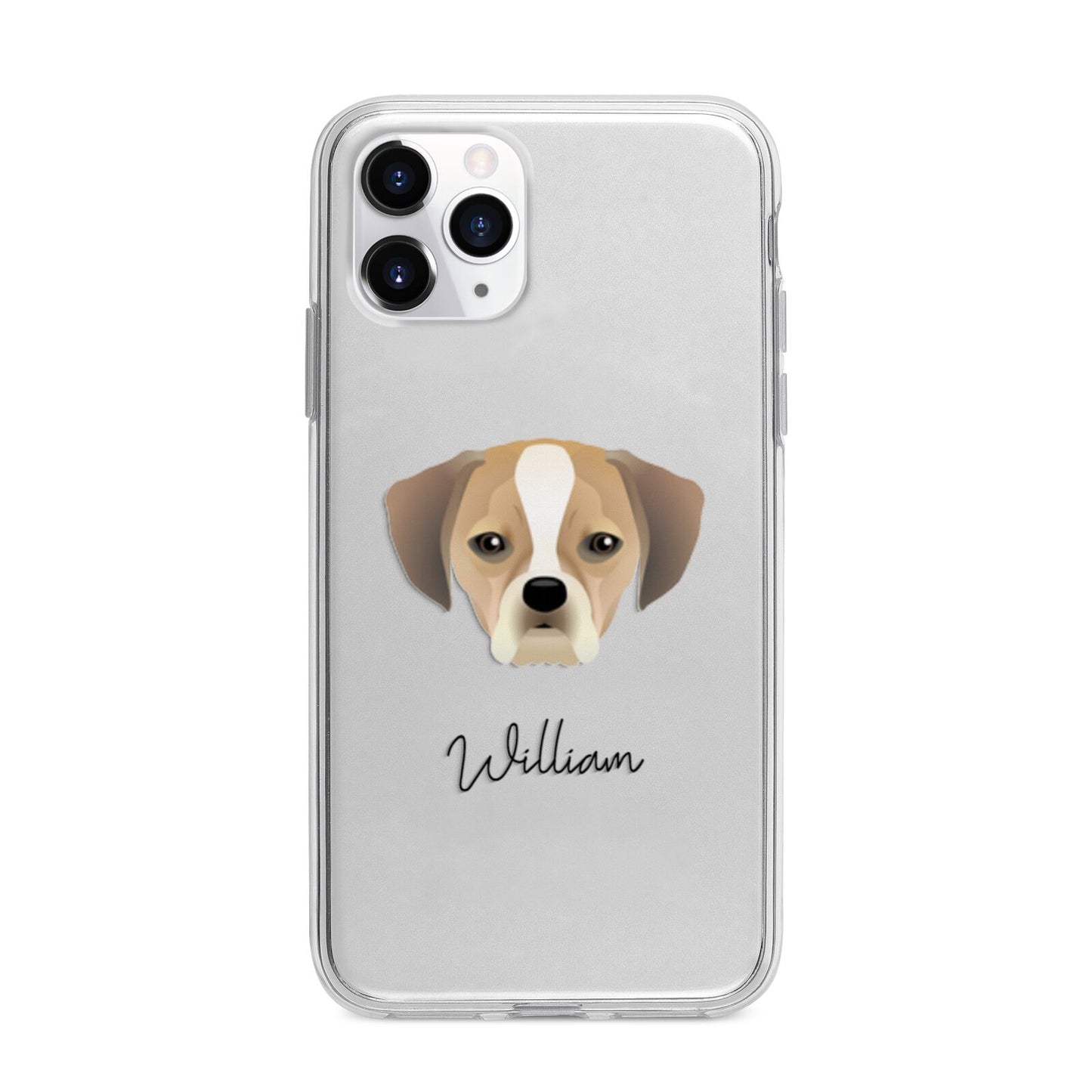 Puggle Personalised Apple iPhone 11 Pro in Silver with Bumper Case