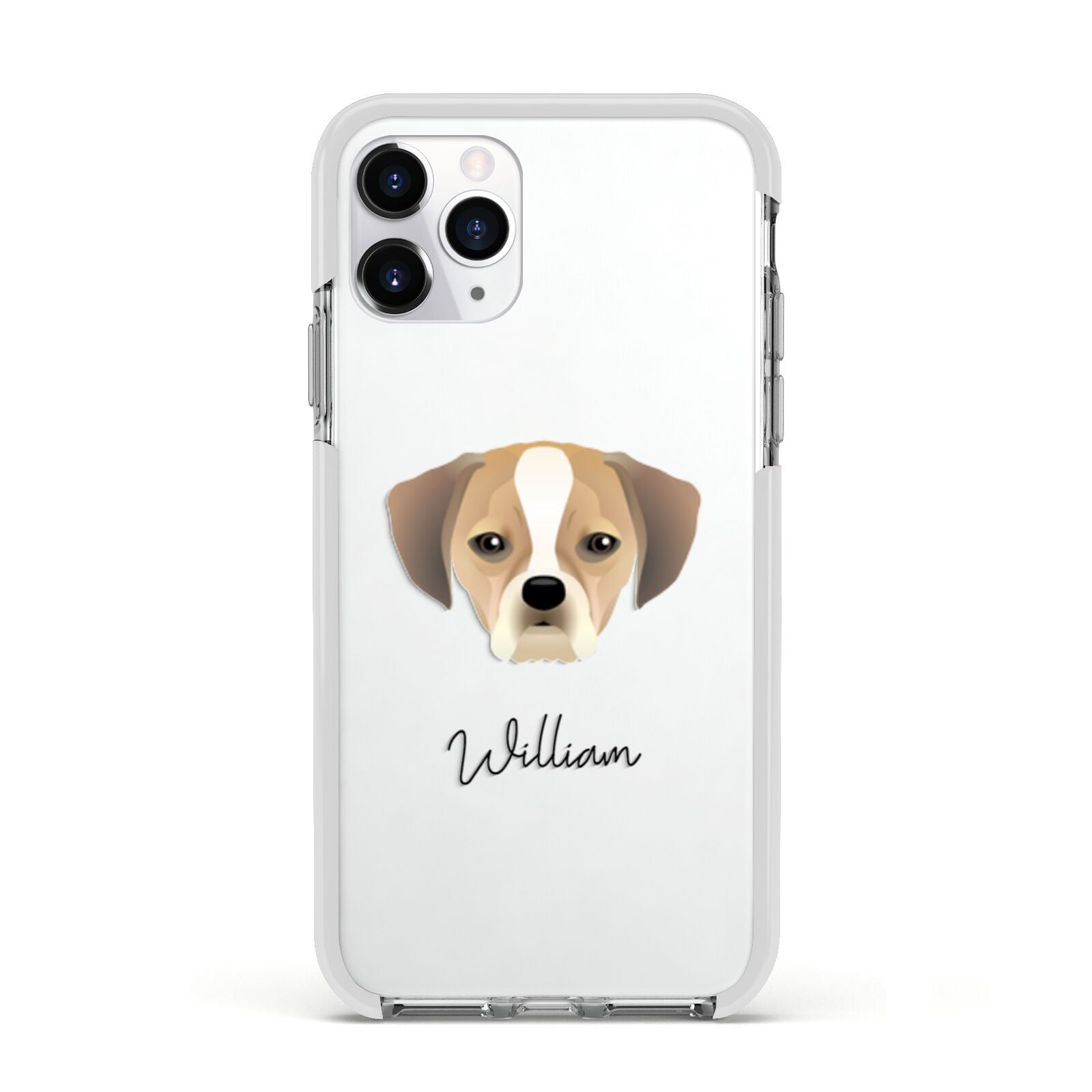 Puggle Personalised Apple iPhone 11 Pro in Silver with White Impact Case