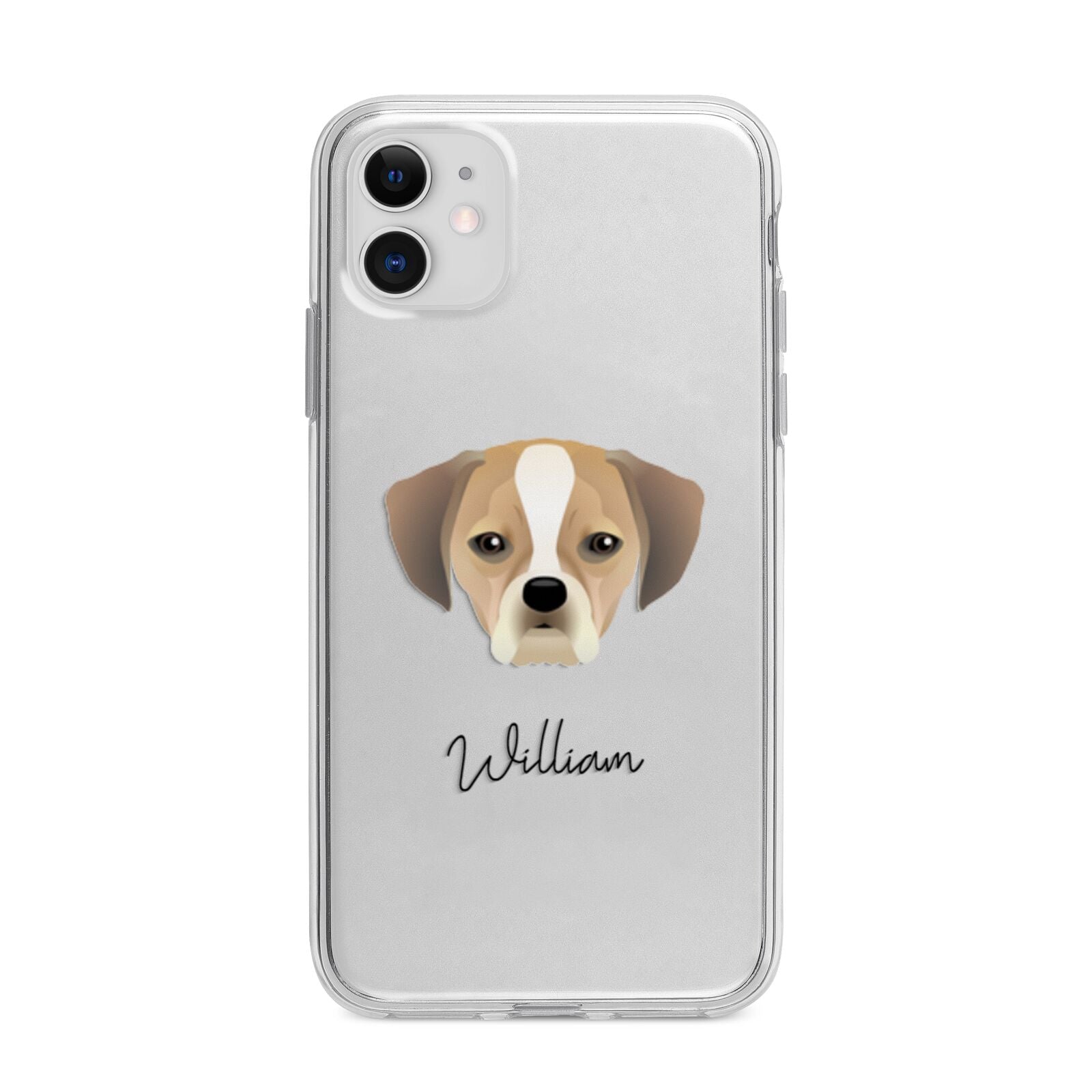 Puggle Personalised Apple iPhone 11 in White with Bumper Case