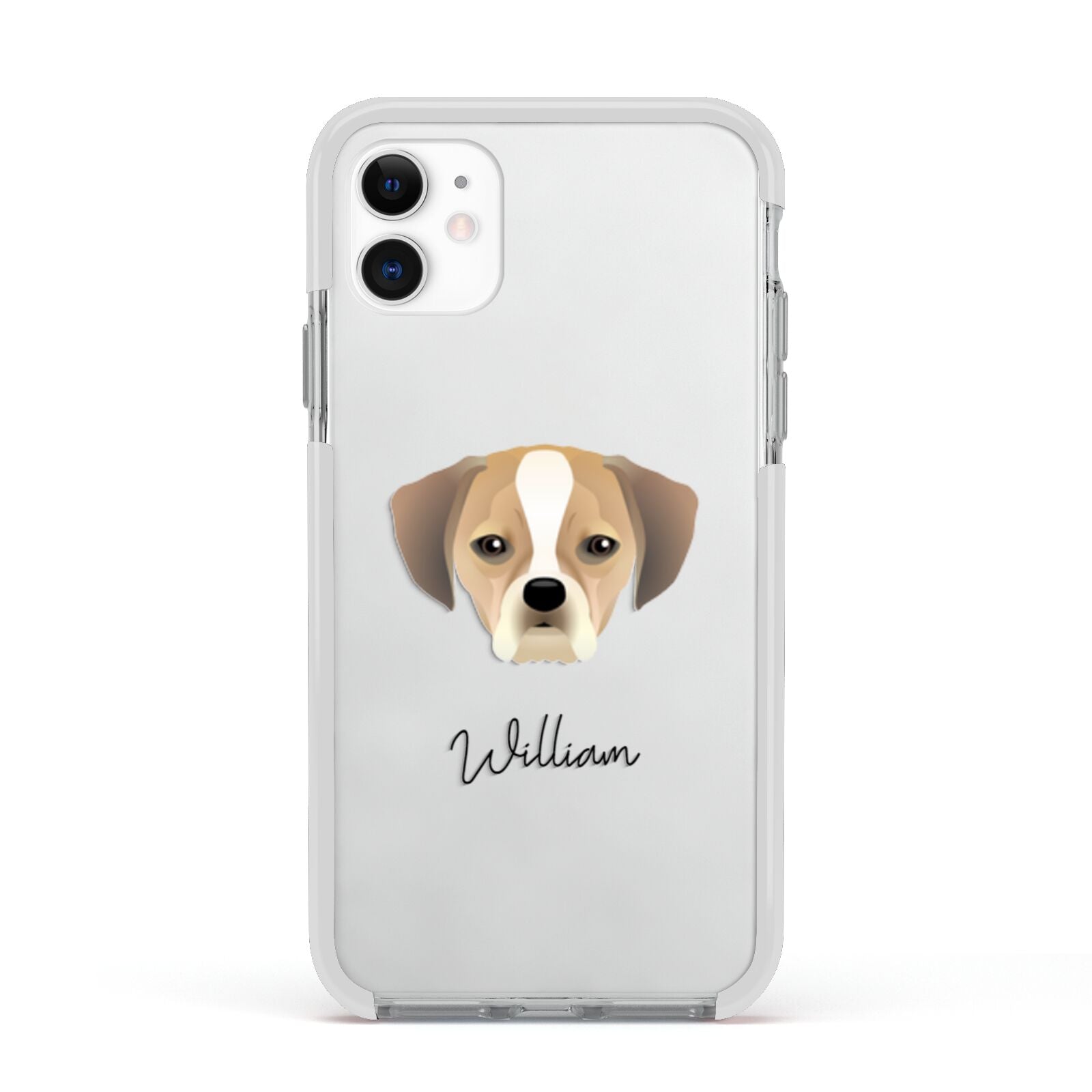 Puggle Personalised Apple iPhone 11 in White with White Impact Case
