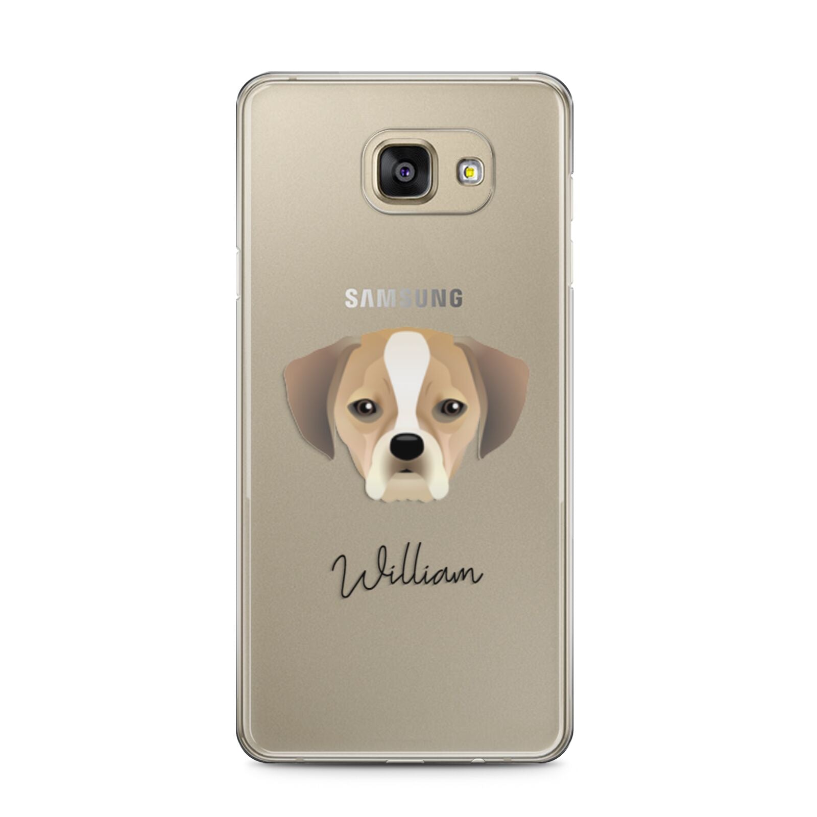 Puggle Personalised Samsung Galaxy A5 2016 Case on gold phone