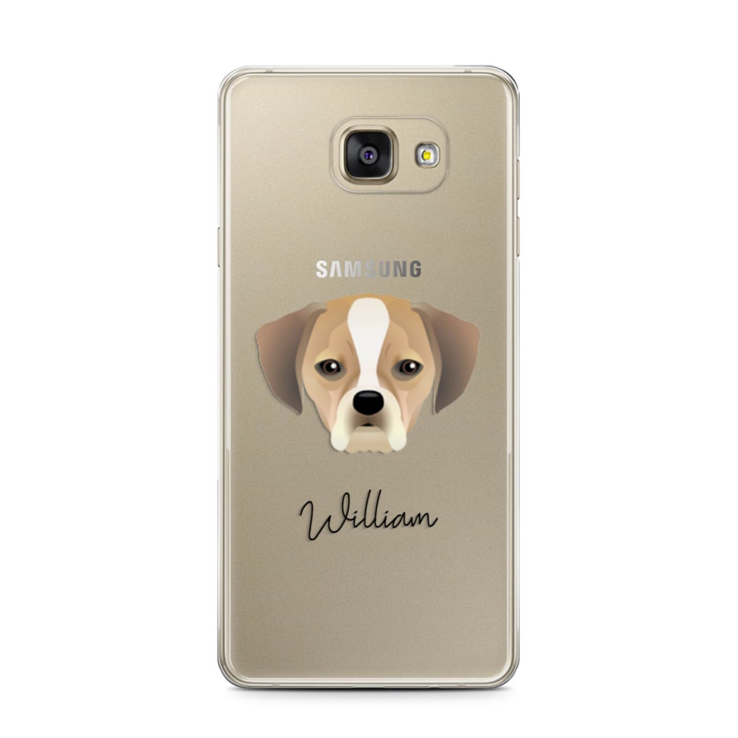 Puggle Personalised Samsung Galaxy A7 2016 Case on gold phone