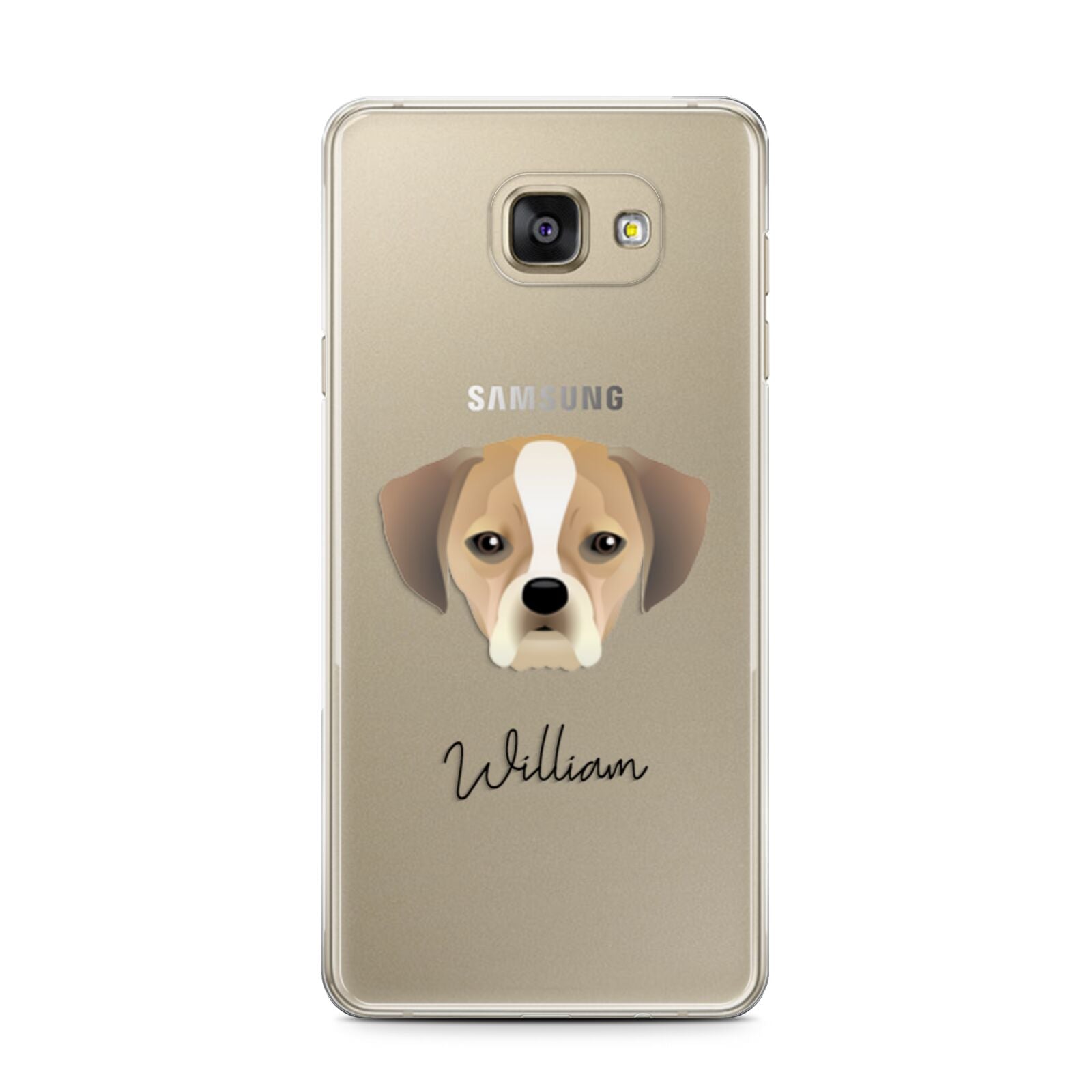 Puggle Personalised Samsung Galaxy A7 2016 Case on gold phone