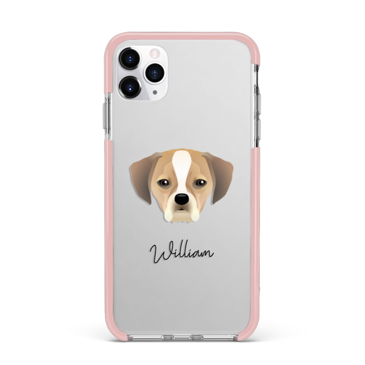 Puggle Personalised iPhone 11 Pro Max Impact Pink Edge Case