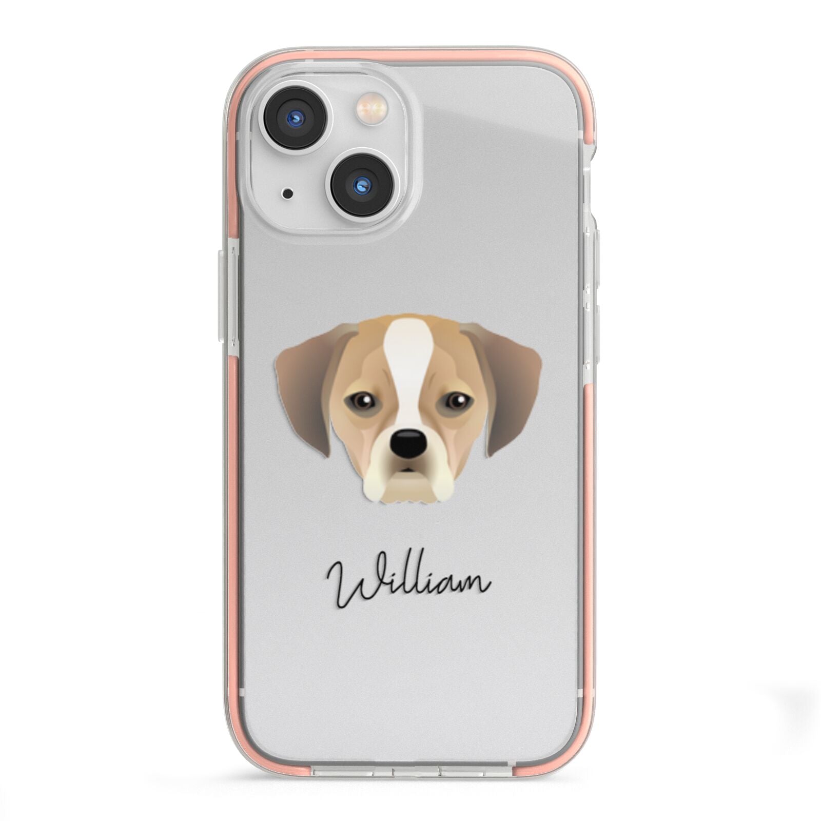 Puggle Personalised iPhone 13 Mini TPU Impact Case with Pink Edges