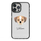 Puggle Personalised iPhone 13 Pro Max Black Impact Case on Silver phone