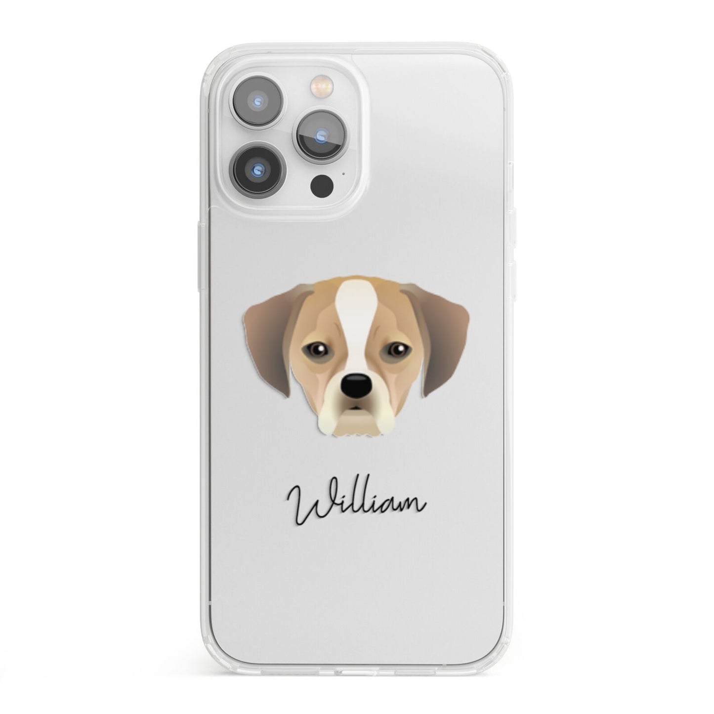 Puggle Personalised iPhone 13 Pro Max Clear Bumper Case