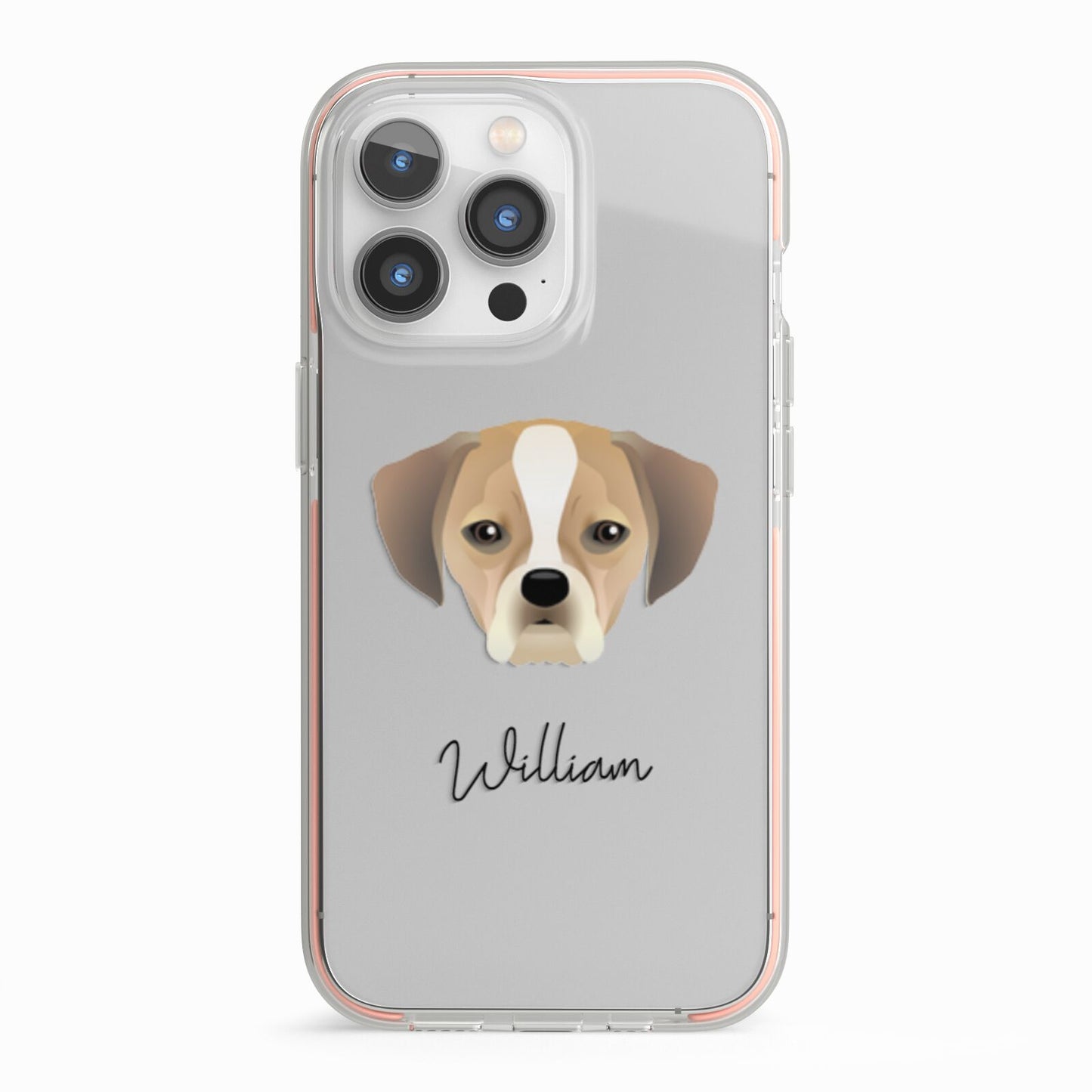 Puggle Personalised iPhone 13 Pro TPU Impact Case with Pink Edges