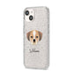 Puggle Personalised iPhone 14 Glitter Tough Case Starlight Angled Image