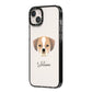 Puggle Personalised iPhone 14 Plus Black Impact Case Side Angle on Silver phone
