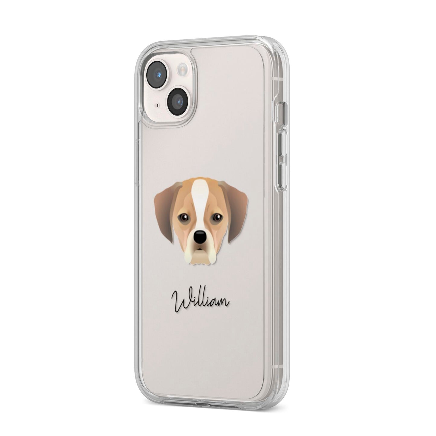 Puggle Personalised iPhone 14 Plus Clear Tough Case Starlight Angled Image