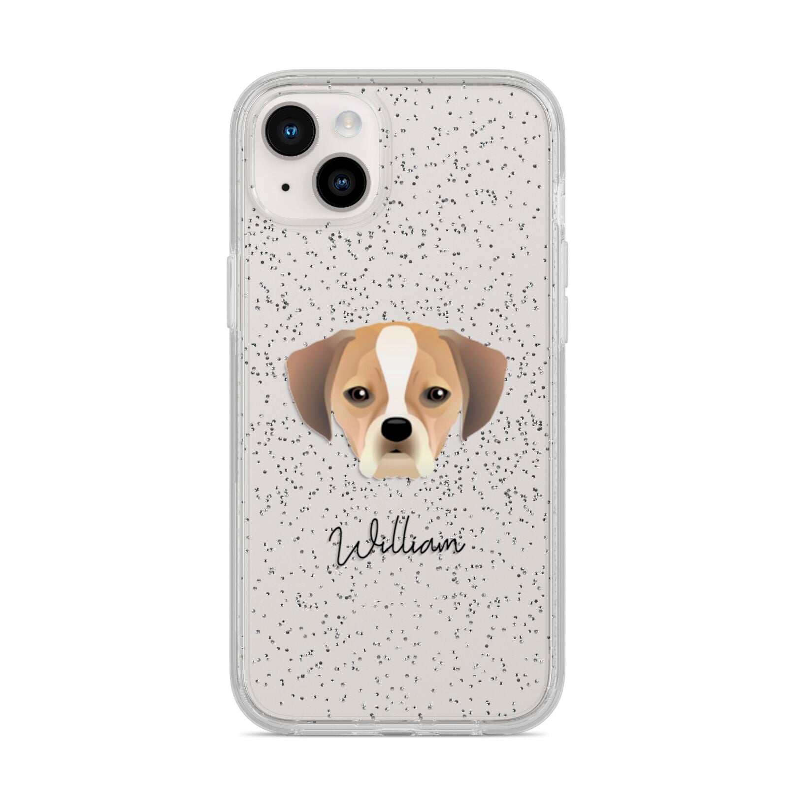Puggle Personalised iPhone 14 Plus Glitter Tough Case Starlight