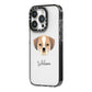 Puggle Personalised iPhone 14 Pro Black Impact Case Side Angle on Silver phone