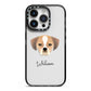 Puggle Personalised iPhone 14 Pro Black Impact Case on Silver phone