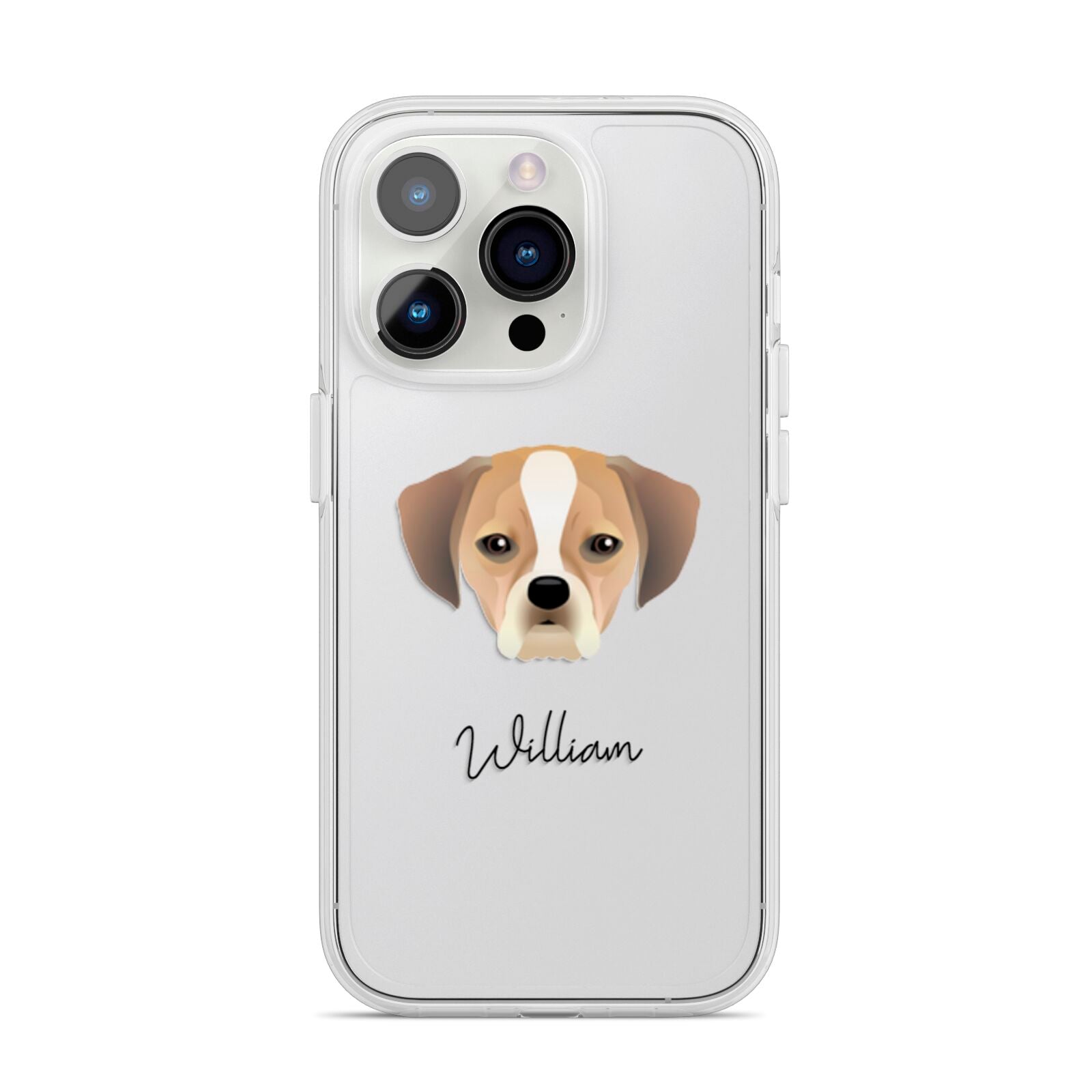 Puggle Personalised iPhone 14 Pro Clear Tough Case Silver