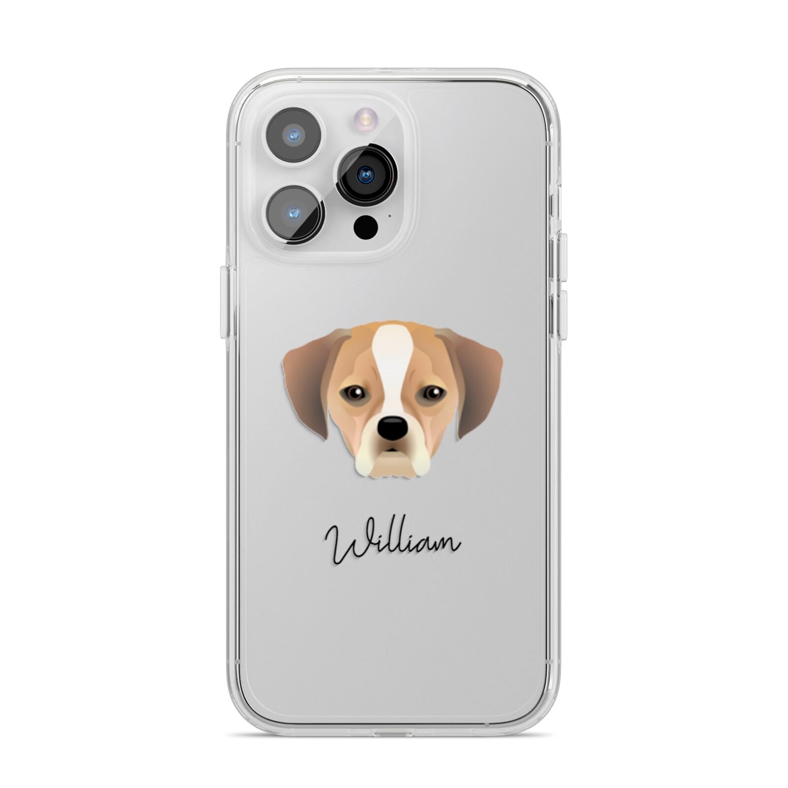 Puggle Personalised iPhone 14 Pro Max Clear Tough Case Silver