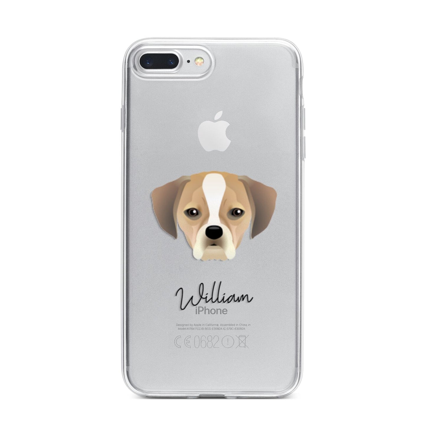 Puggle Personalised iPhone 7 Plus Bumper Case on Silver iPhone