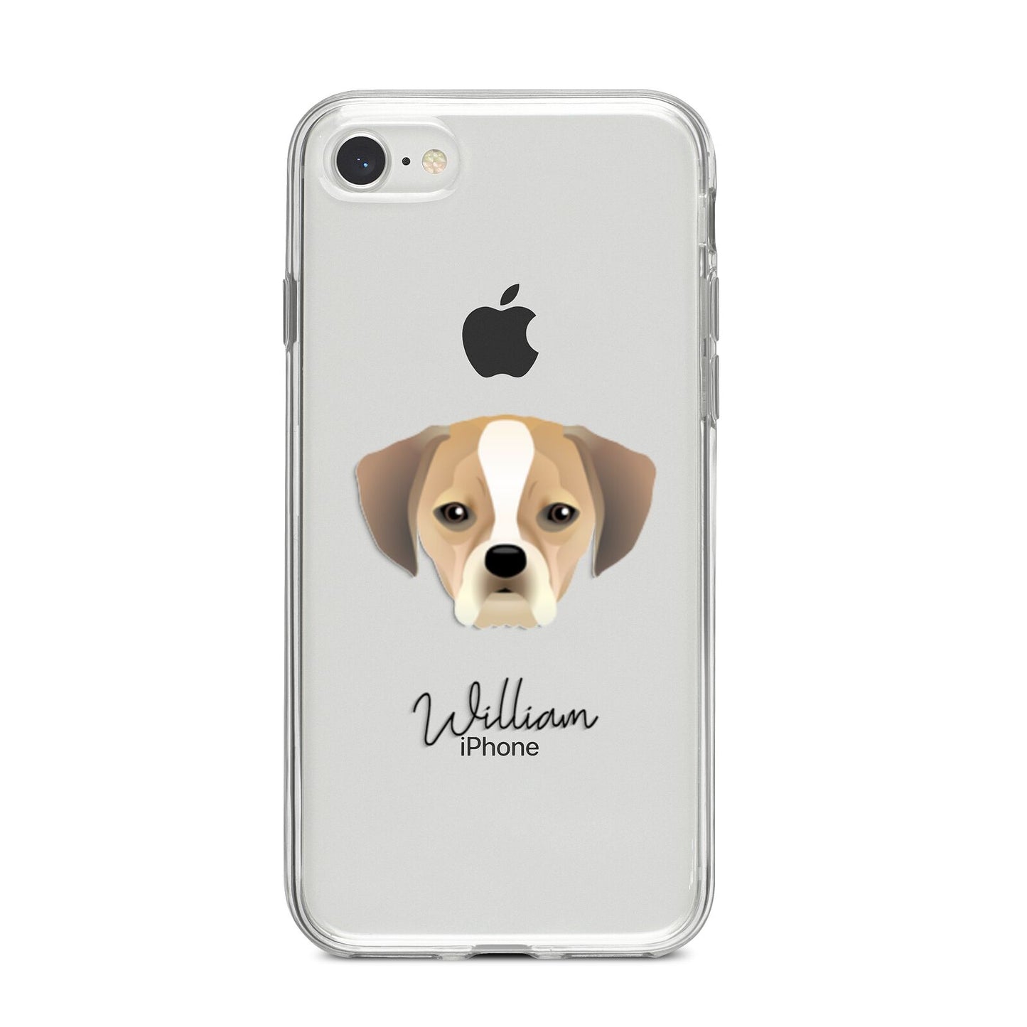 Puggle Personalised iPhone 8 Bumper Case on Silver iPhone