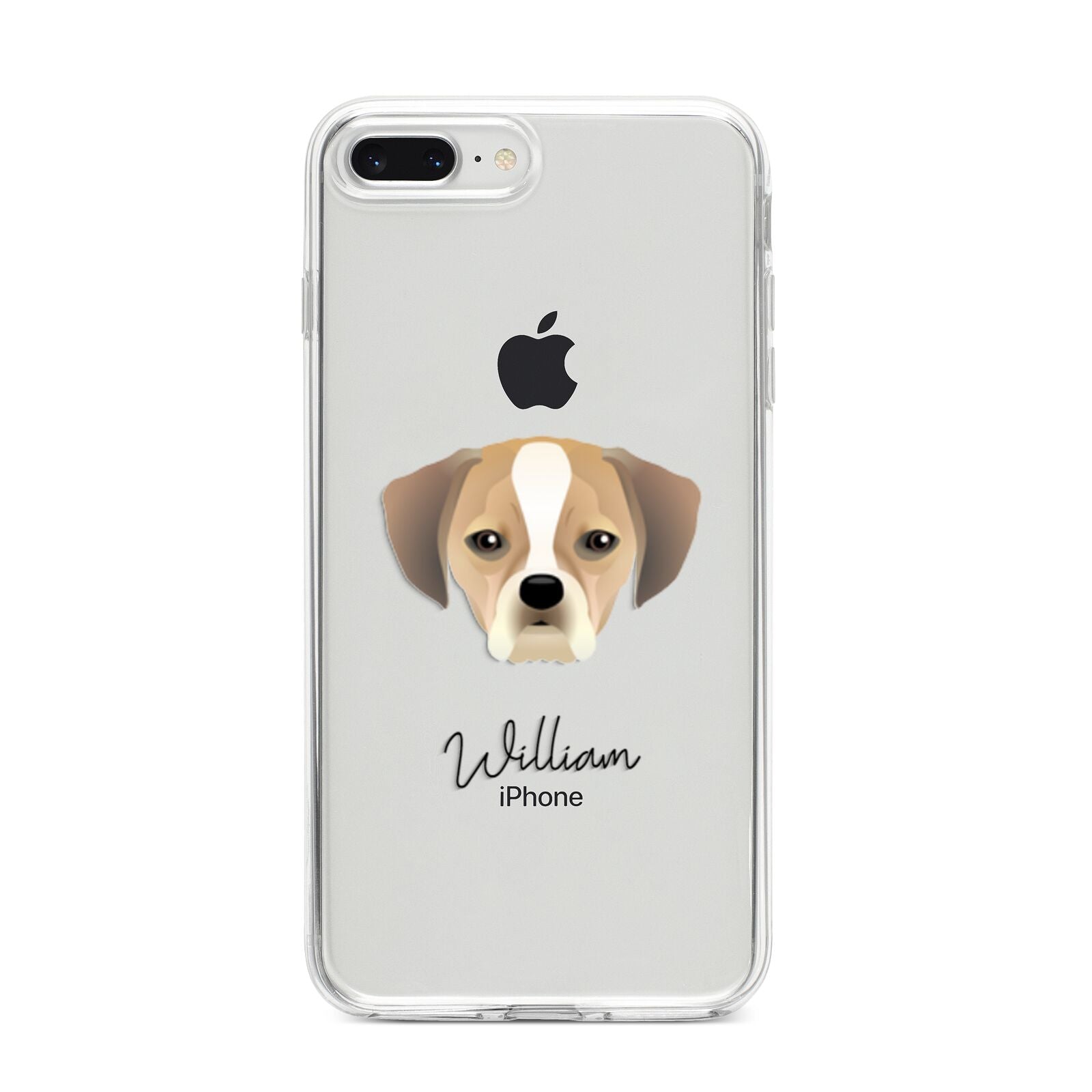 Puggle Personalised iPhone 8 Plus Bumper Case on Silver iPhone