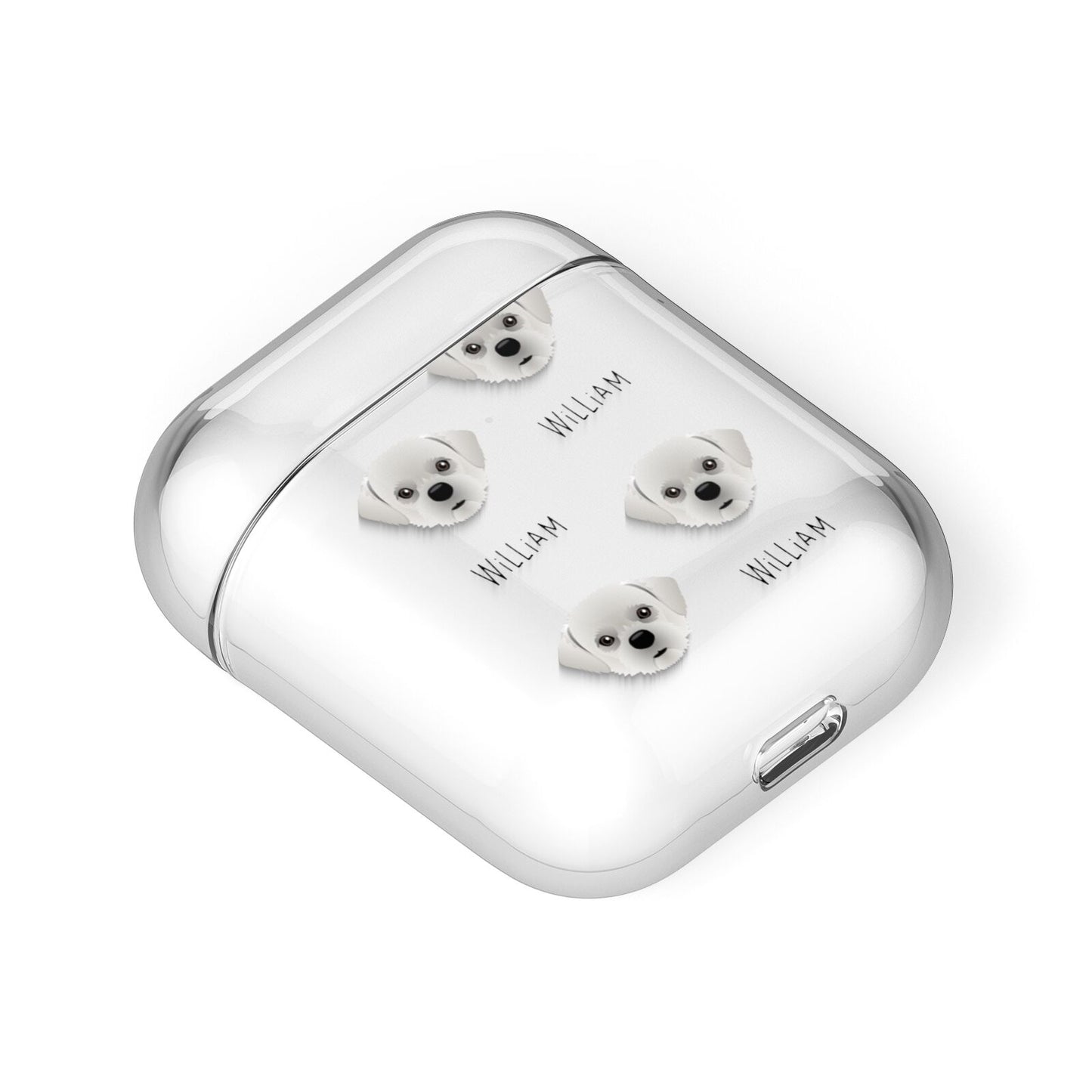Pugzu Icon with Name AirPods Case Laid Flat