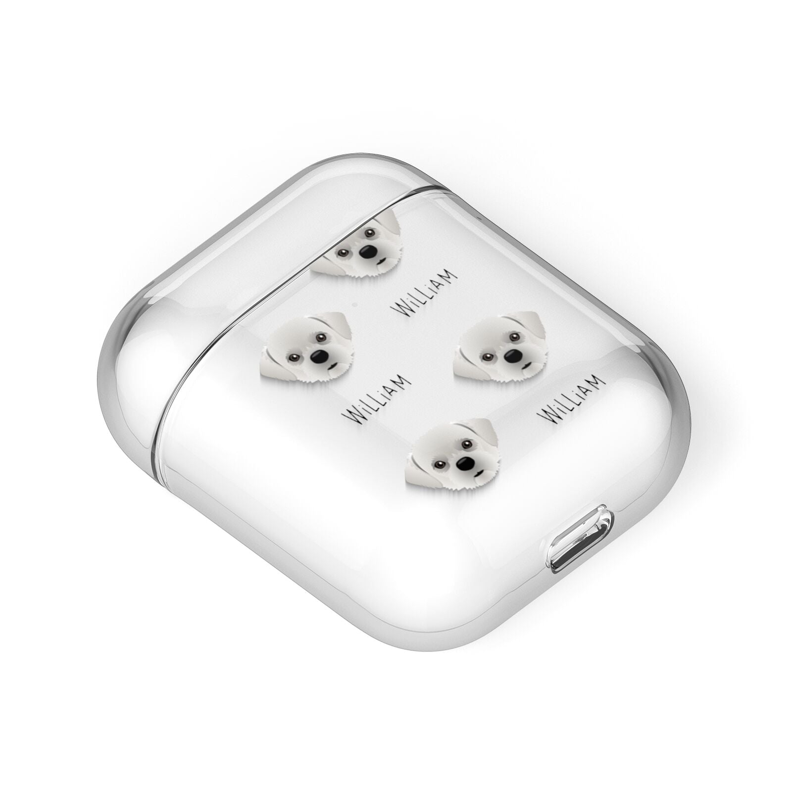 Pugzu Icon with Name AirPods Case Laid Flat