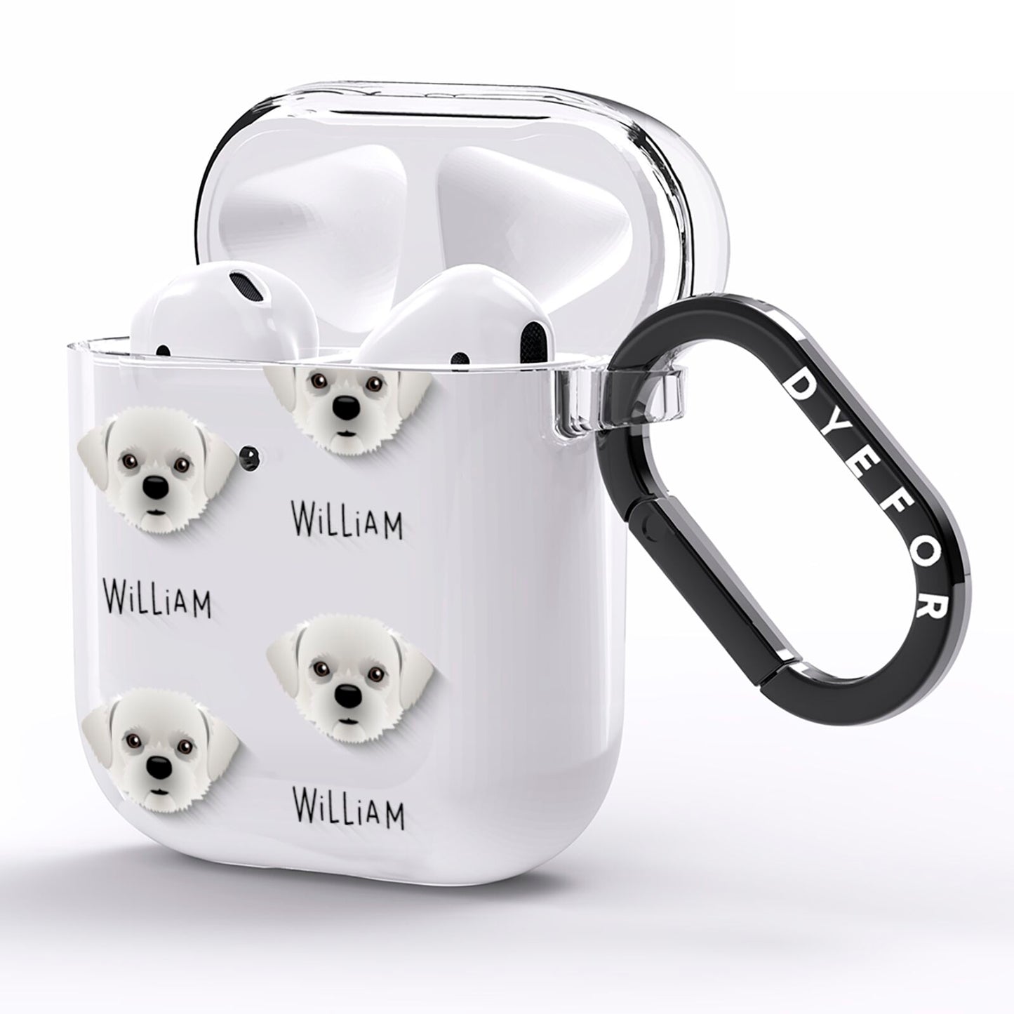 Pugzu Icon with Name AirPods Clear Case Side Image