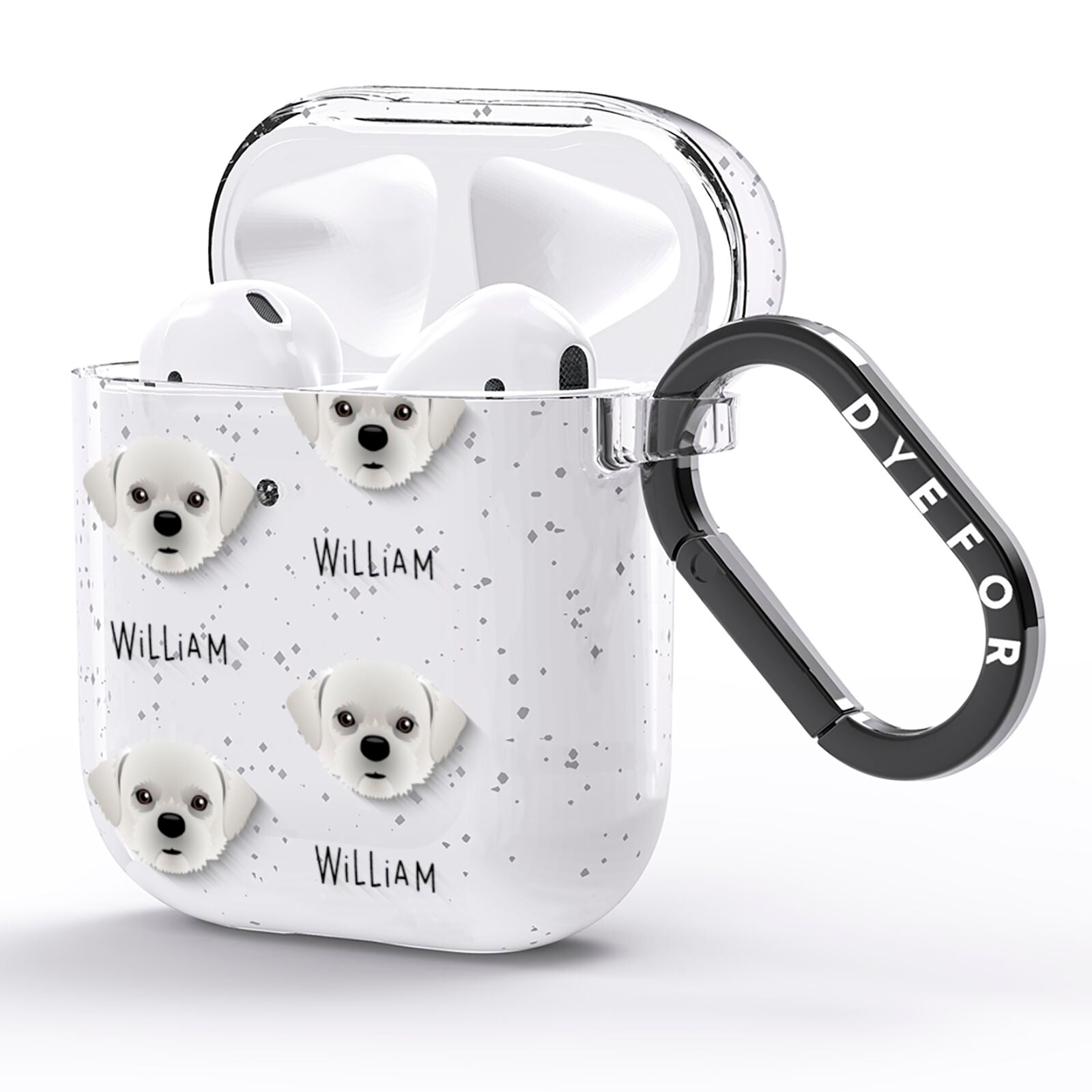 Pugzu Icon with Name AirPods Glitter Case Side Image