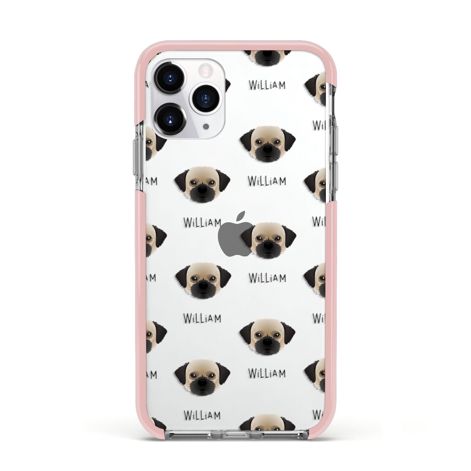 Pugzu Icon with Name Apple iPhone 11 Pro in Silver with Pink Impact Case
