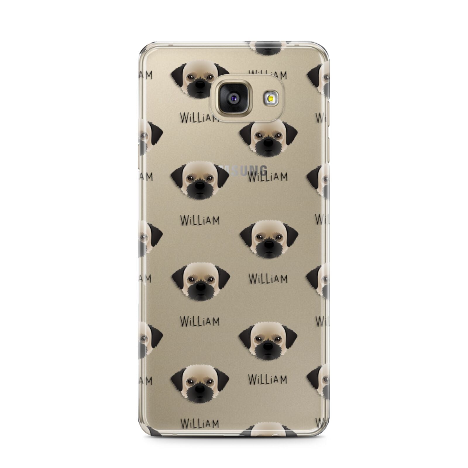 Pugzu Icon with Name Samsung Galaxy A7 2016 Case on gold phone
