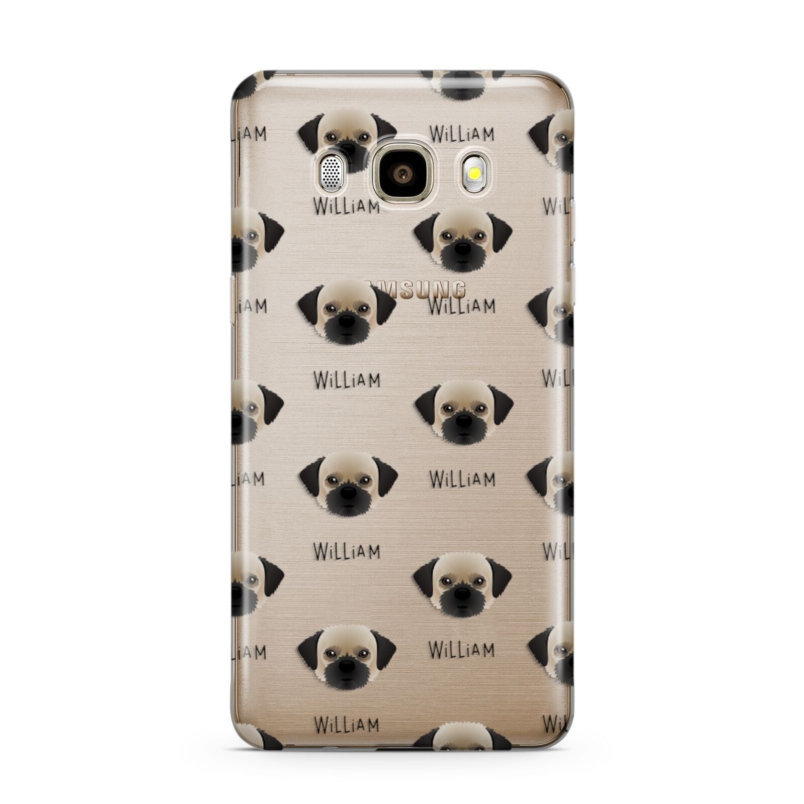 Pugzu Icon with Name Samsung Galaxy J7 2016 Case on gold phone
