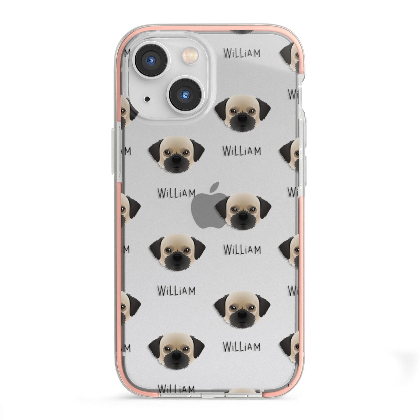 Pugzu Icon with Name iPhone 13 Mini TPU Impact Case with Pink Edges