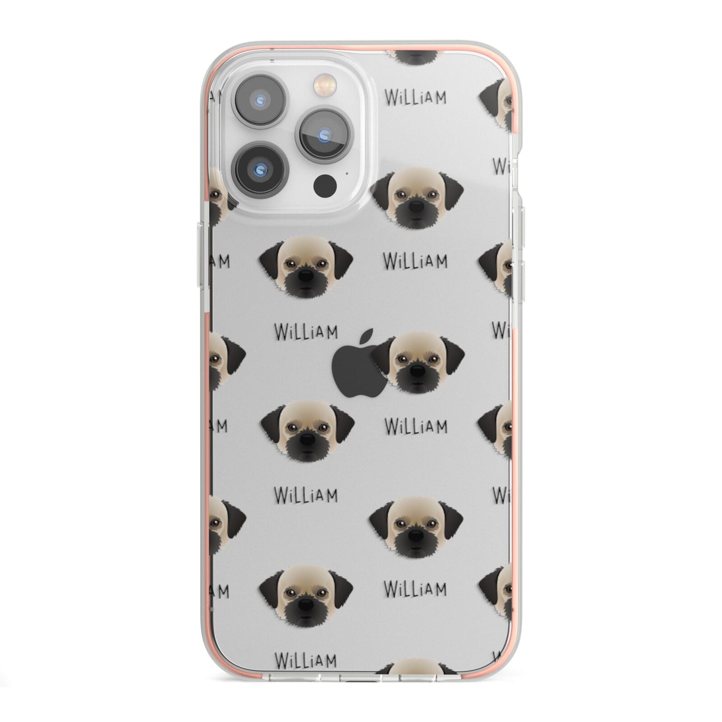 Pugzu Icon with Name iPhone 13 Pro Max TPU Impact Case with Pink Edges