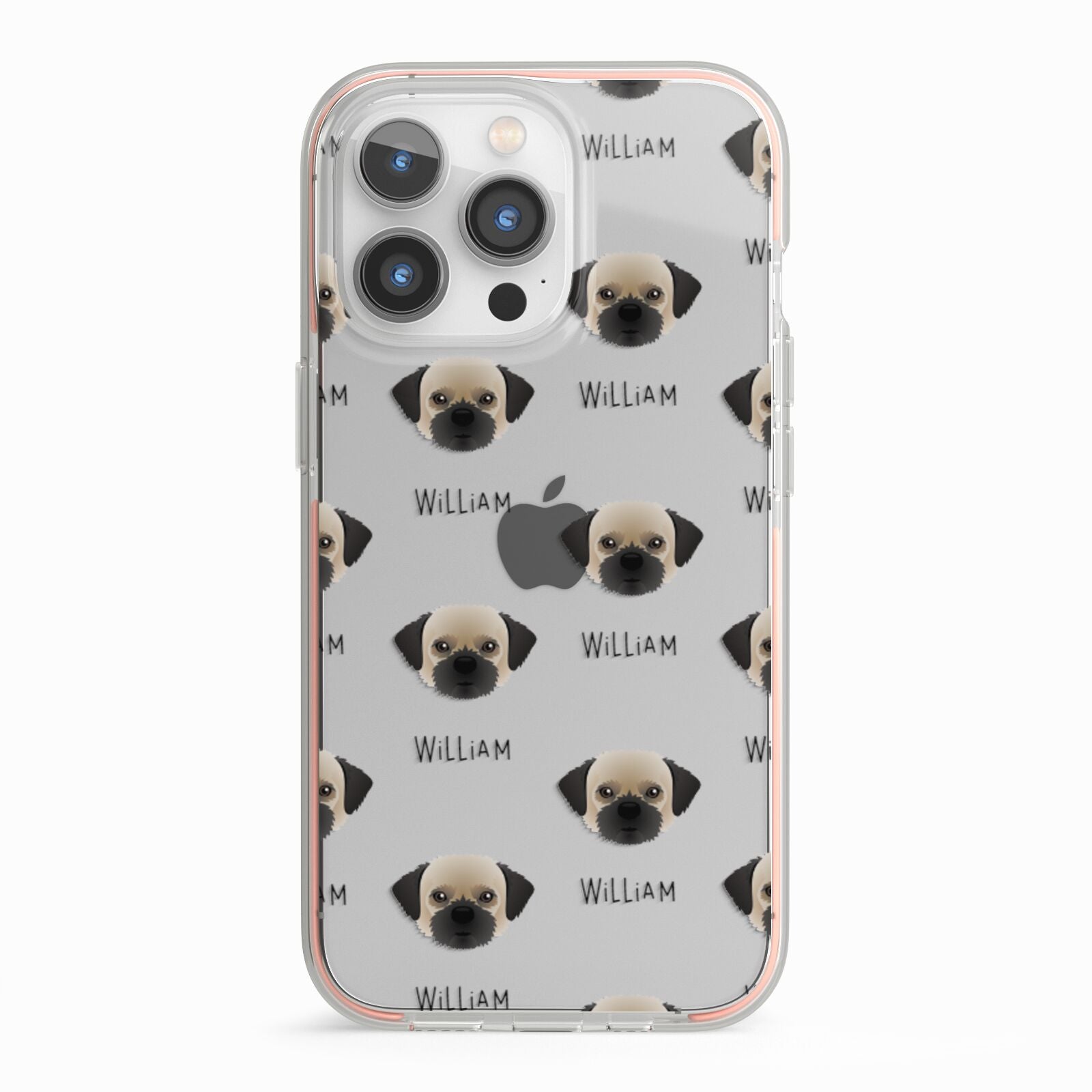 Pugzu Icon with Name iPhone 13 Pro TPU Impact Case with Pink Edges