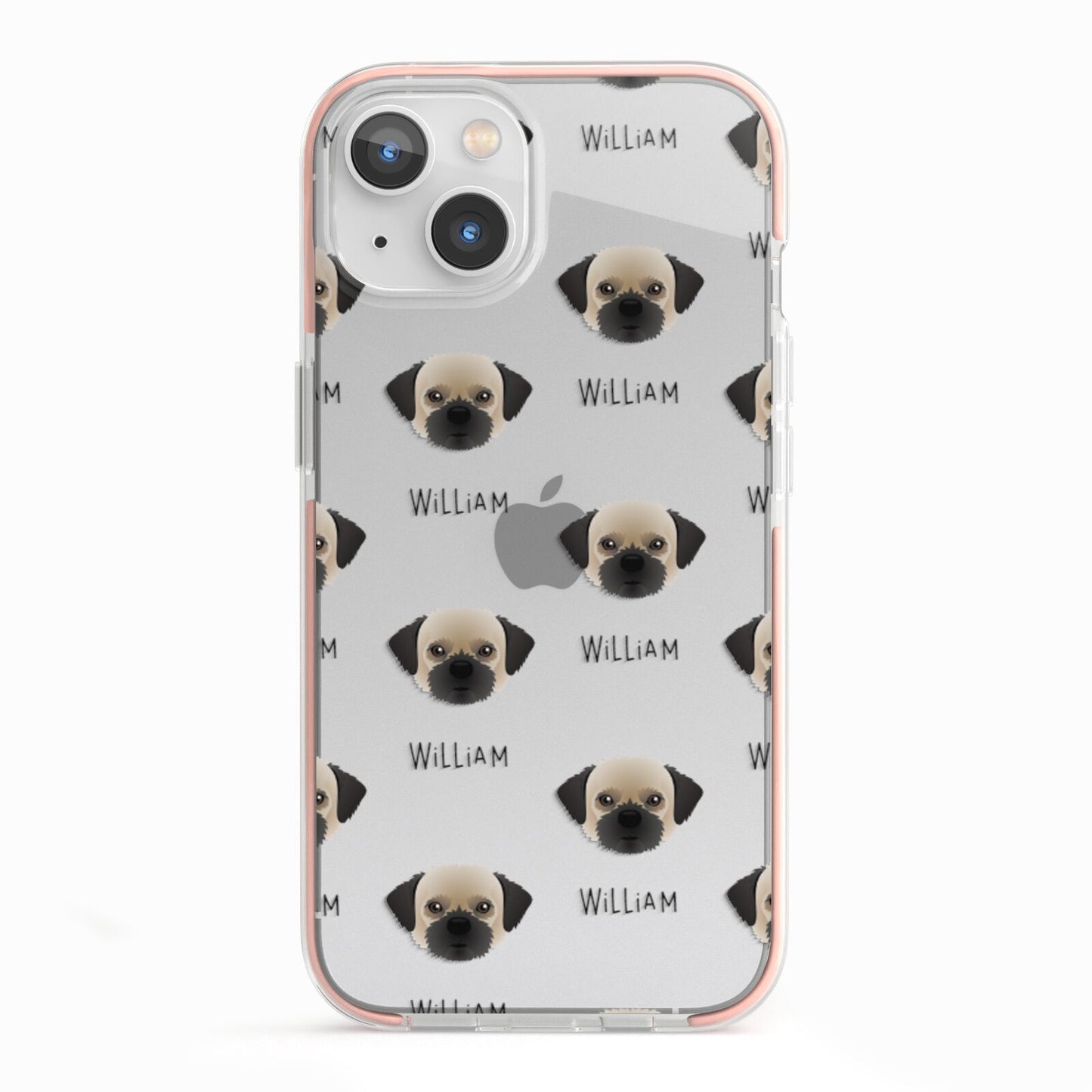 Pugzu Icon with Name iPhone 13 TPU Impact Case with Pink Edges