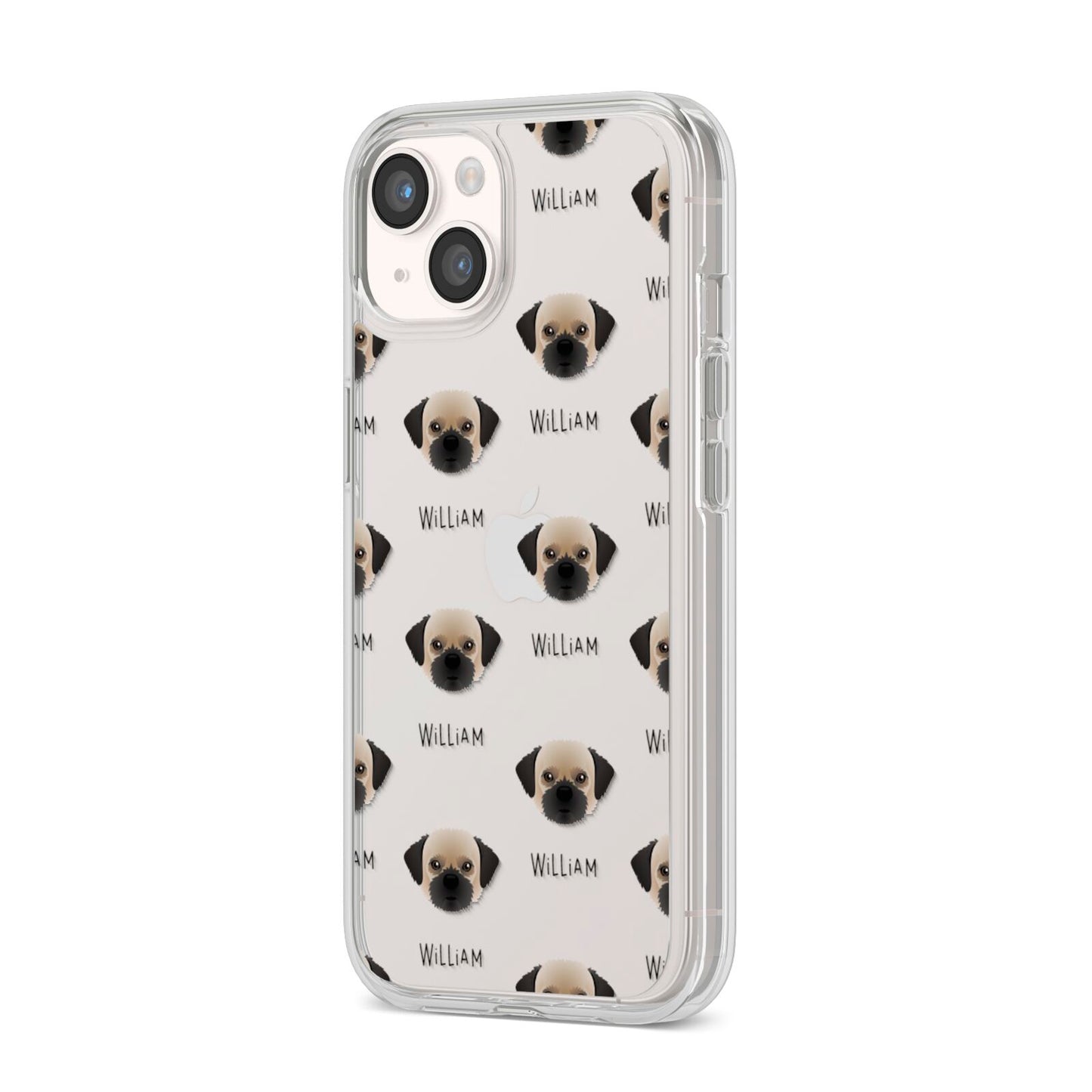 Pugzu Icon with Name iPhone 14 Clear Tough Case Starlight Angled Image