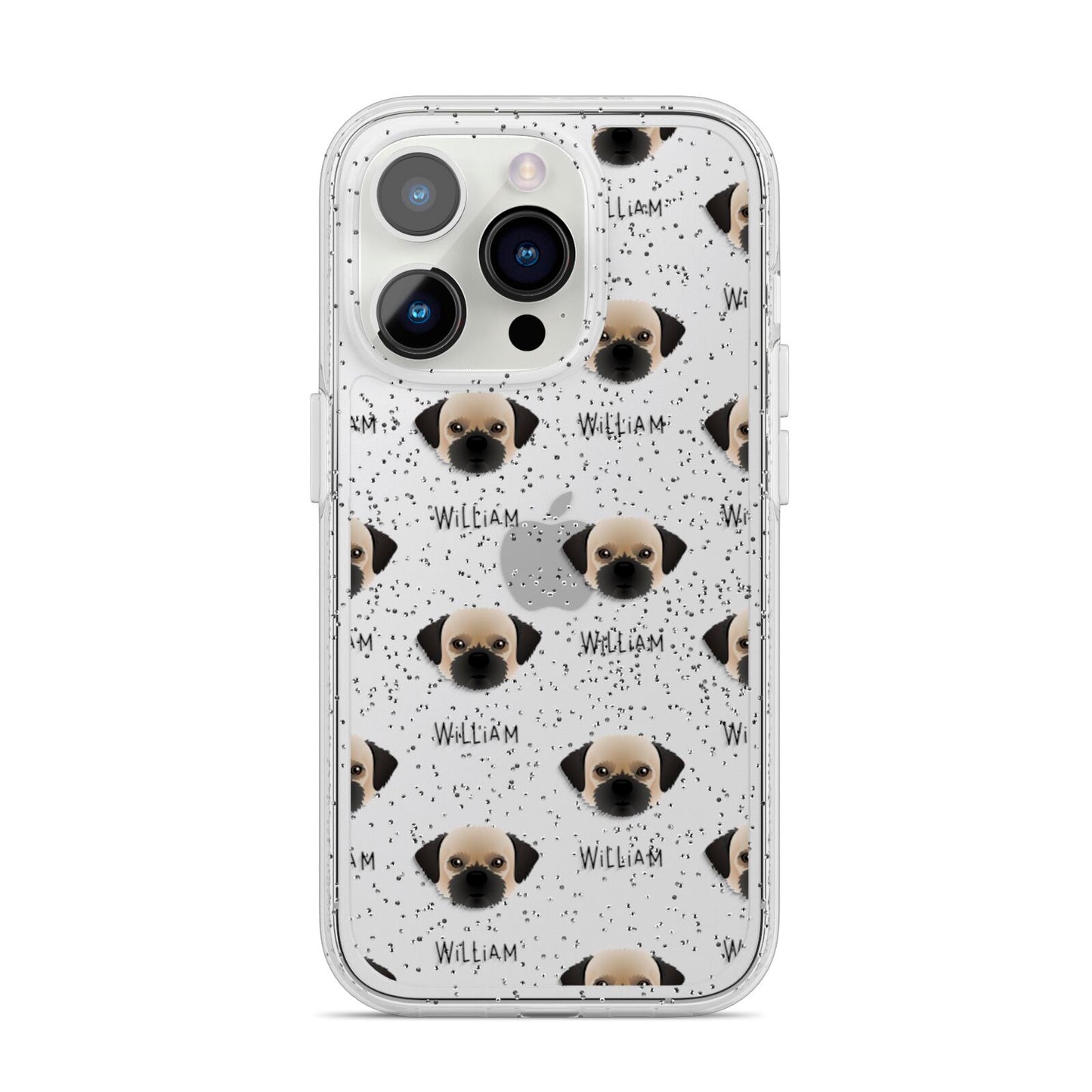 Pugzu Icon with Name iPhone 14 Pro Glitter Tough Case Silver