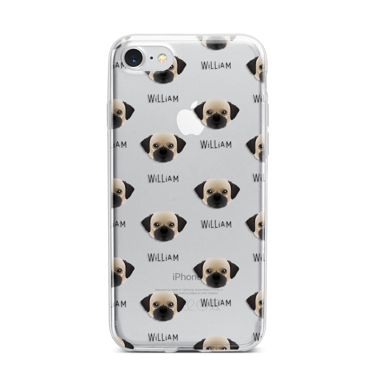 Pugzu Icon with Name iPhone 7 Bumper Case on Silver iPhone