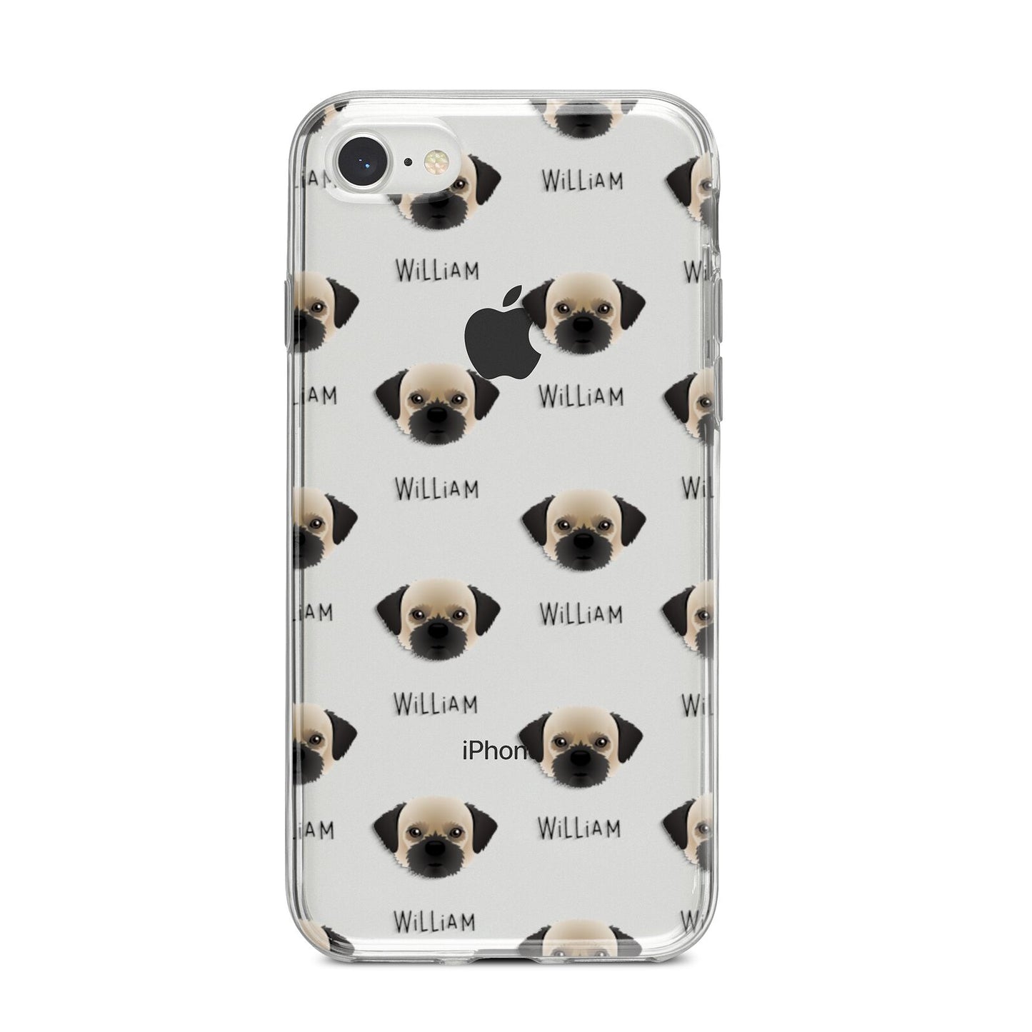 Pugzu Icon with Name iPhone 8 Bumper Case on Silver iPhone